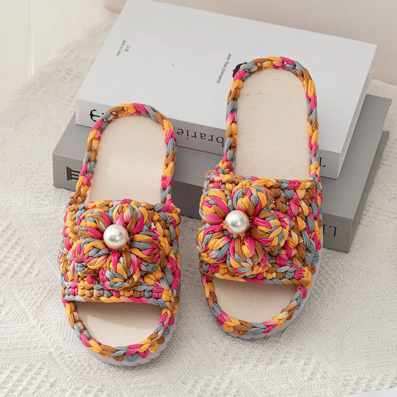 floral sandal with puff flower floral sandal with puff flower